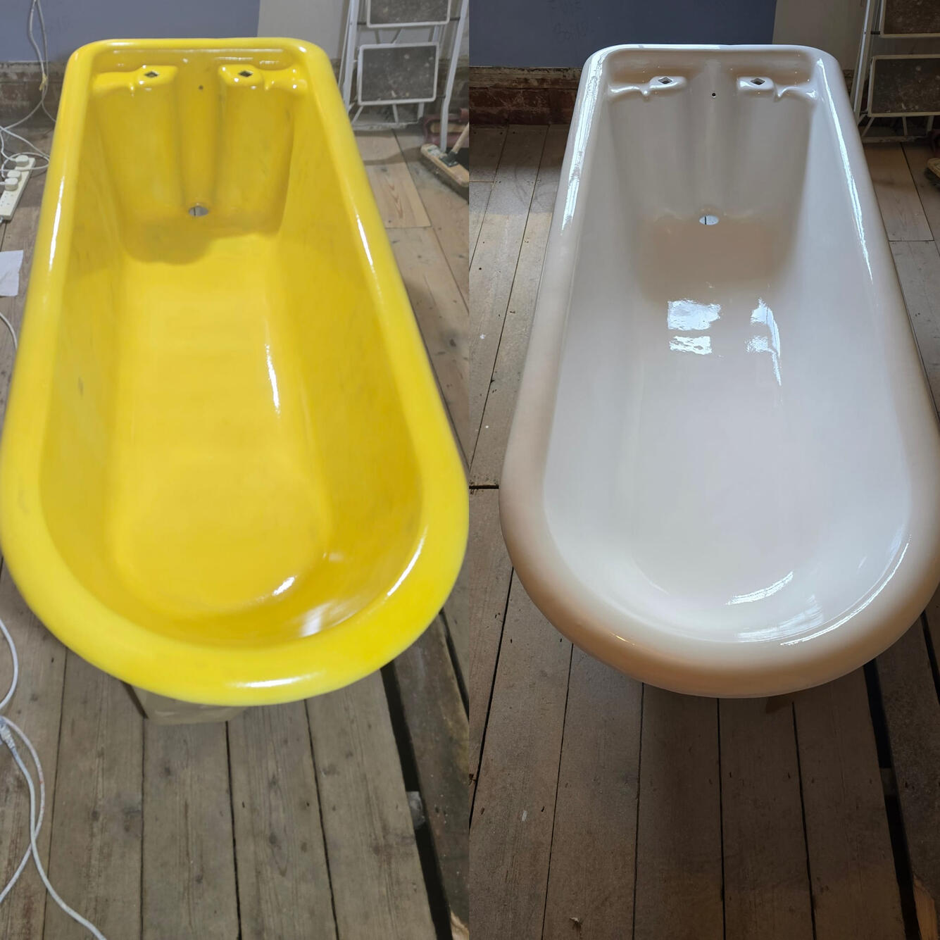CAST IRON BATH RESURFACED OldBEFORE AND AFTER PHOTOS OF A CAST IRON ROLL TOP BATH RE-ENAMELLED in Sketty, Swansea
